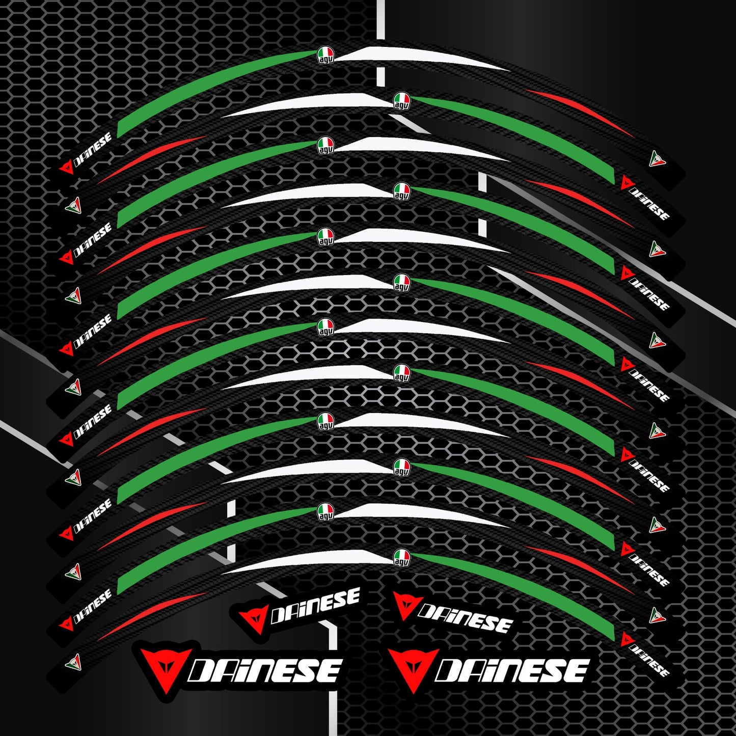 Motorcycle wheel decals rim stripes stickers Universal R17 BMW Yamaha Kawasaki