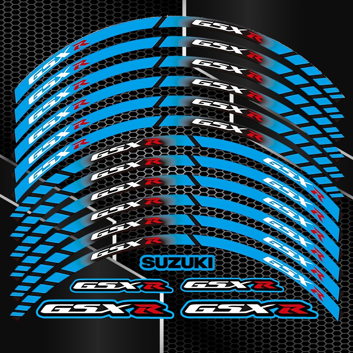 Suzuki GSX8R Motorcycle Wheel Decals & Rim Stripes – Iconic Blue Stickers