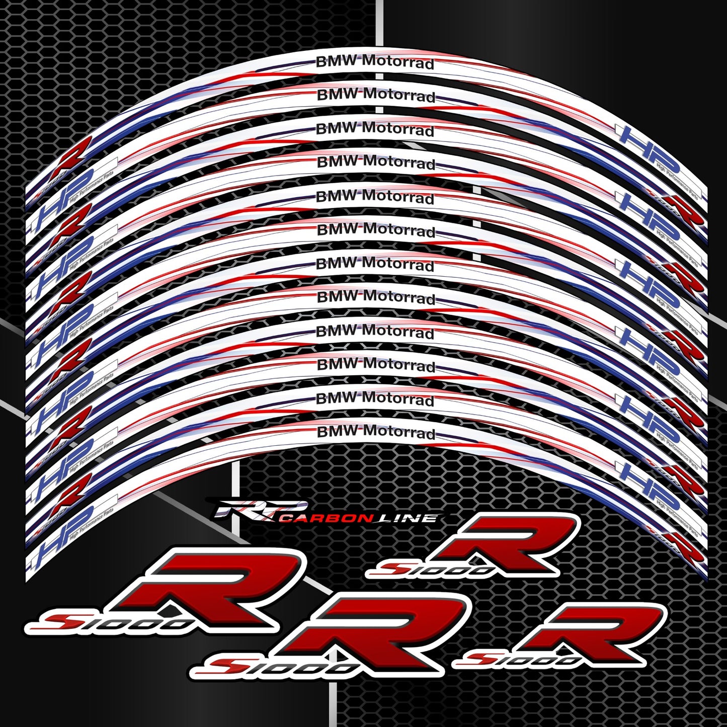 BMW S1000R Wheel Decals | Motorcycle Rim Stickers HP Stripes M Sport