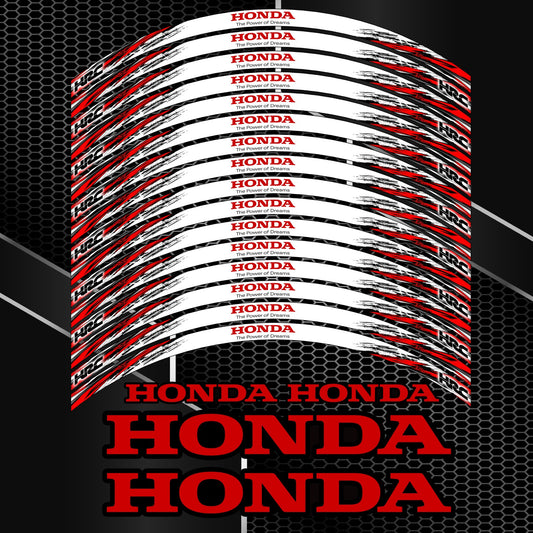 HONDA HRC Fireblade Wheel Decals – Black Rim Stickers (20pcs)
