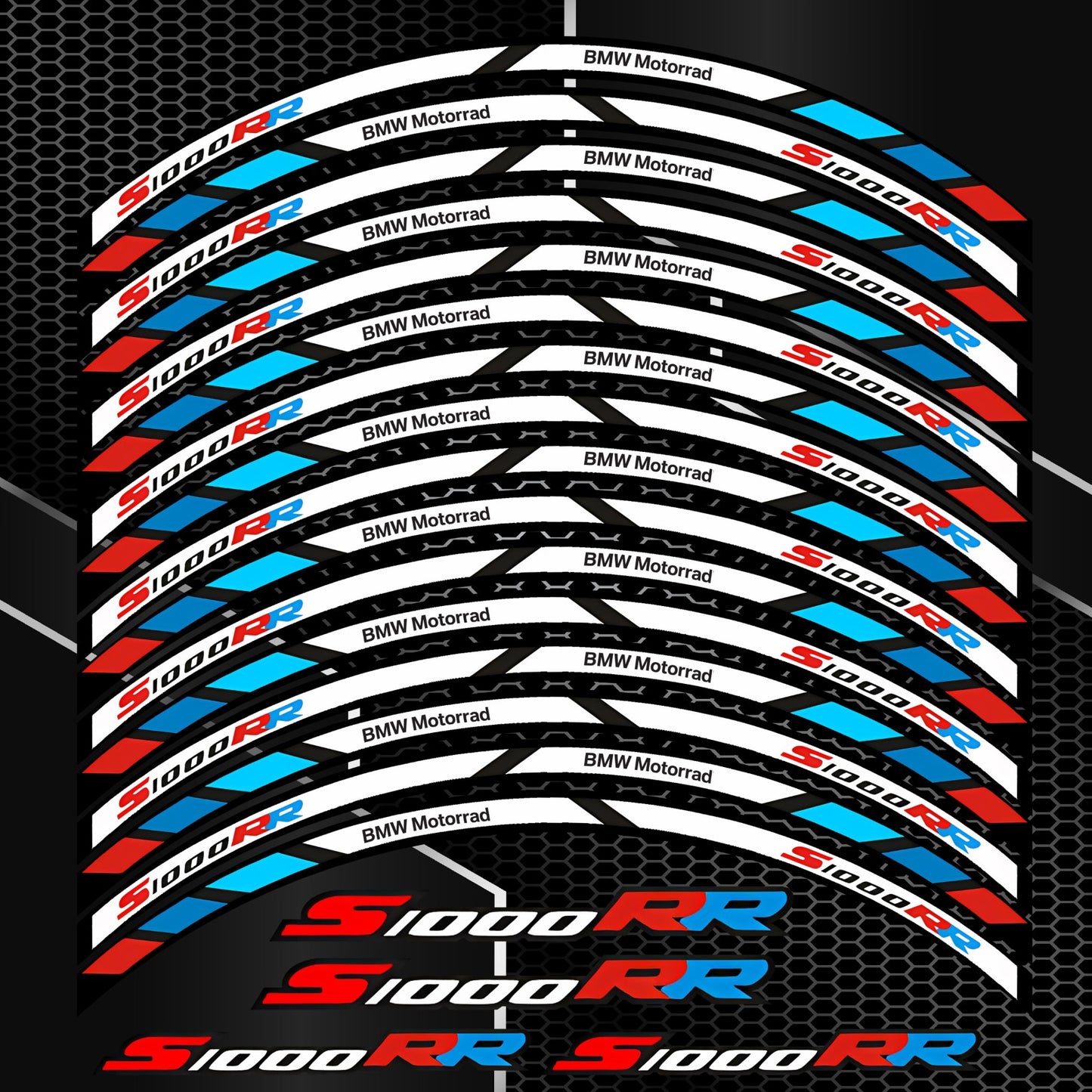 BMW S1000RR Wheel Decals | Motorcycle Rim Stickers Stripes M Sport