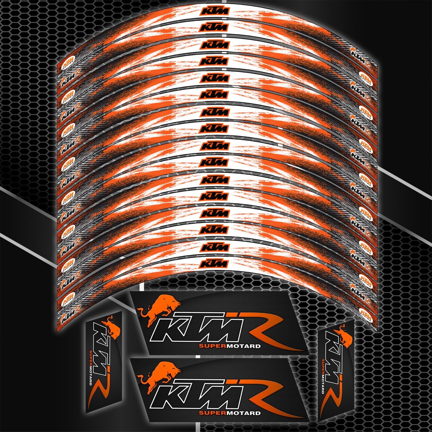 KTM Wheel Rim Decals – Stickers for Super Duke, RC, Supermoto, Super Motard Motorcycles