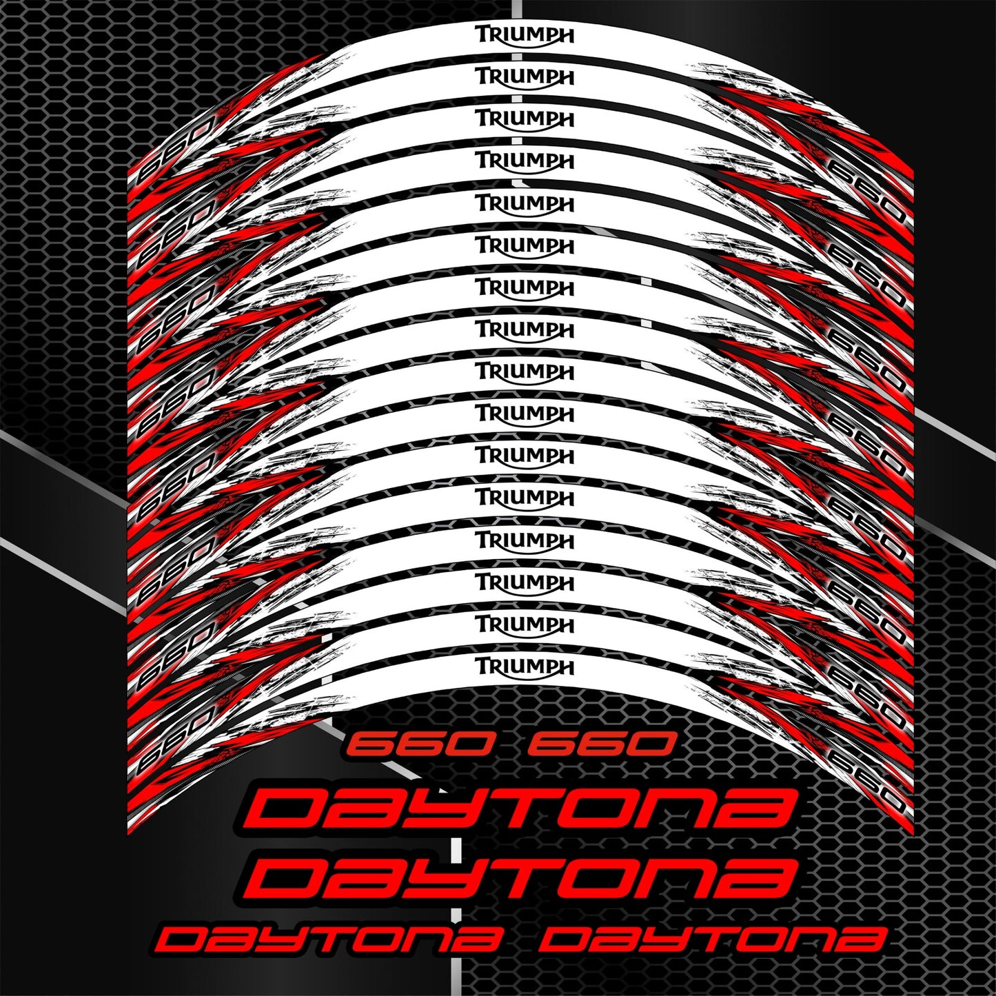 Triumph Daytona 660 Wheel Decals | Motorcycle Rim Stickers & Stripes