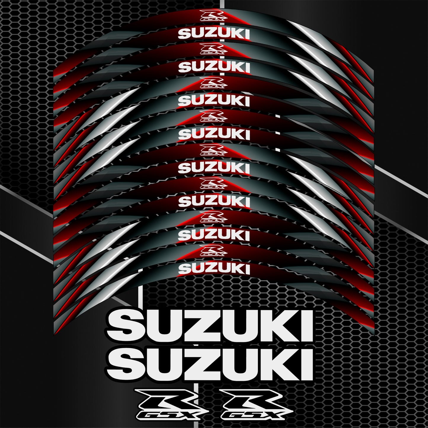 Motorcycle Rim Stickers & Wheel Decals – Suzuki GSXR Gixxer Stripes 600 750 1000