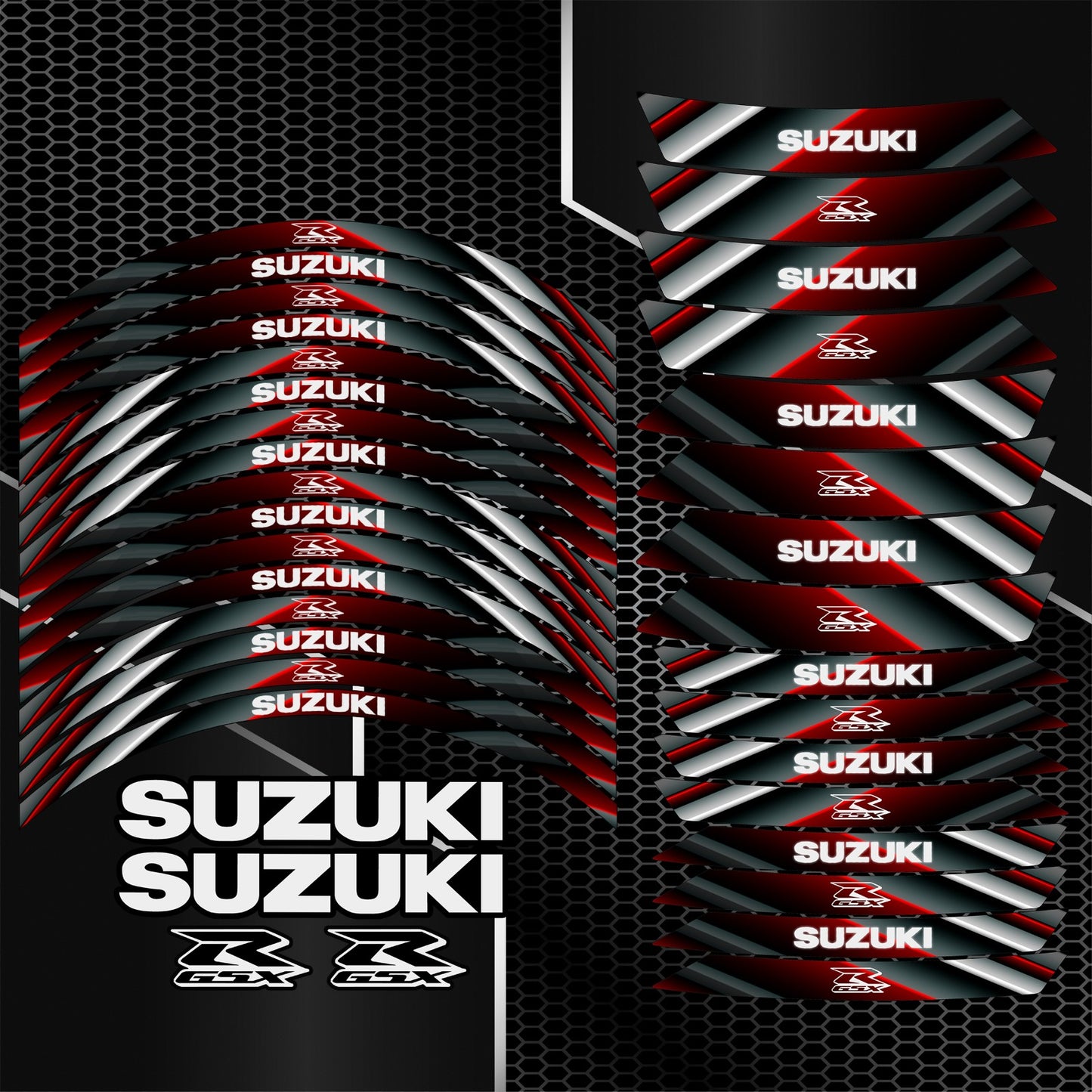 Suzuki Gixxer GSX-R Wheel Decals – Motorcycle Rim Stripes Stickers 600 / 750 / 1000