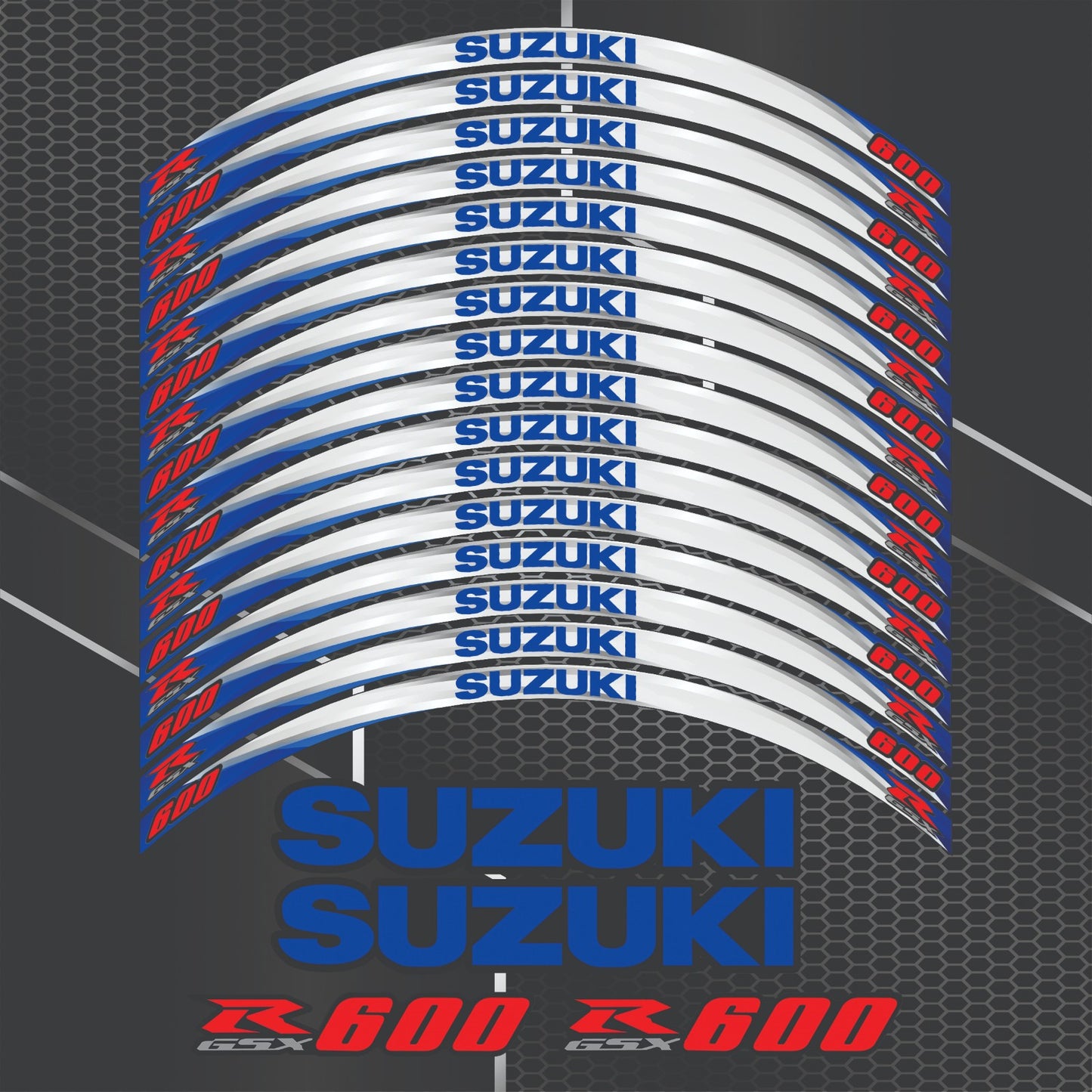 Suzuki GSX-8R Motorcycle Wheel Decals | Rim Stickers Stripes Blue