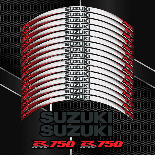 Suzuki GSX-R750 Gixxer Wheel Decals – Red, Rim Stickers