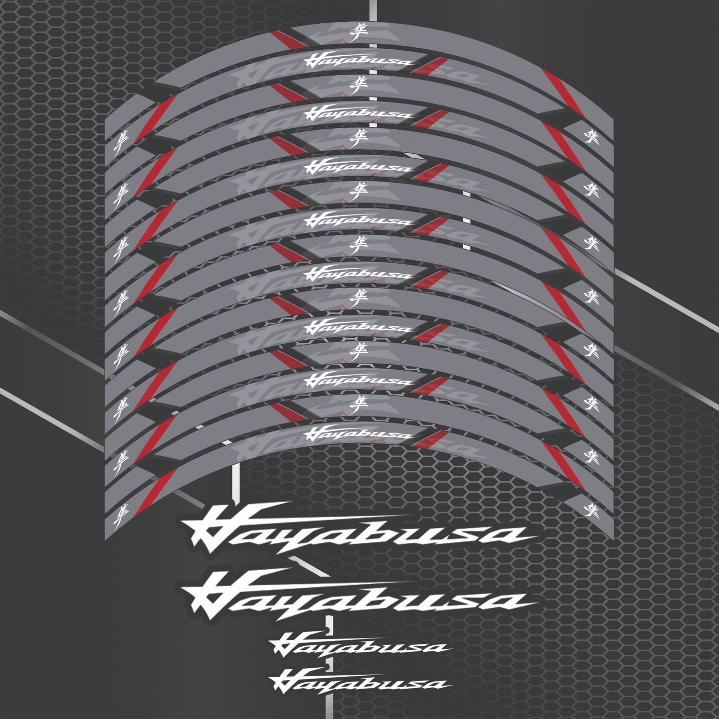 Suzuki Hayabusa Wheel Decals | Motorcycle Rim Stickers & Stripes