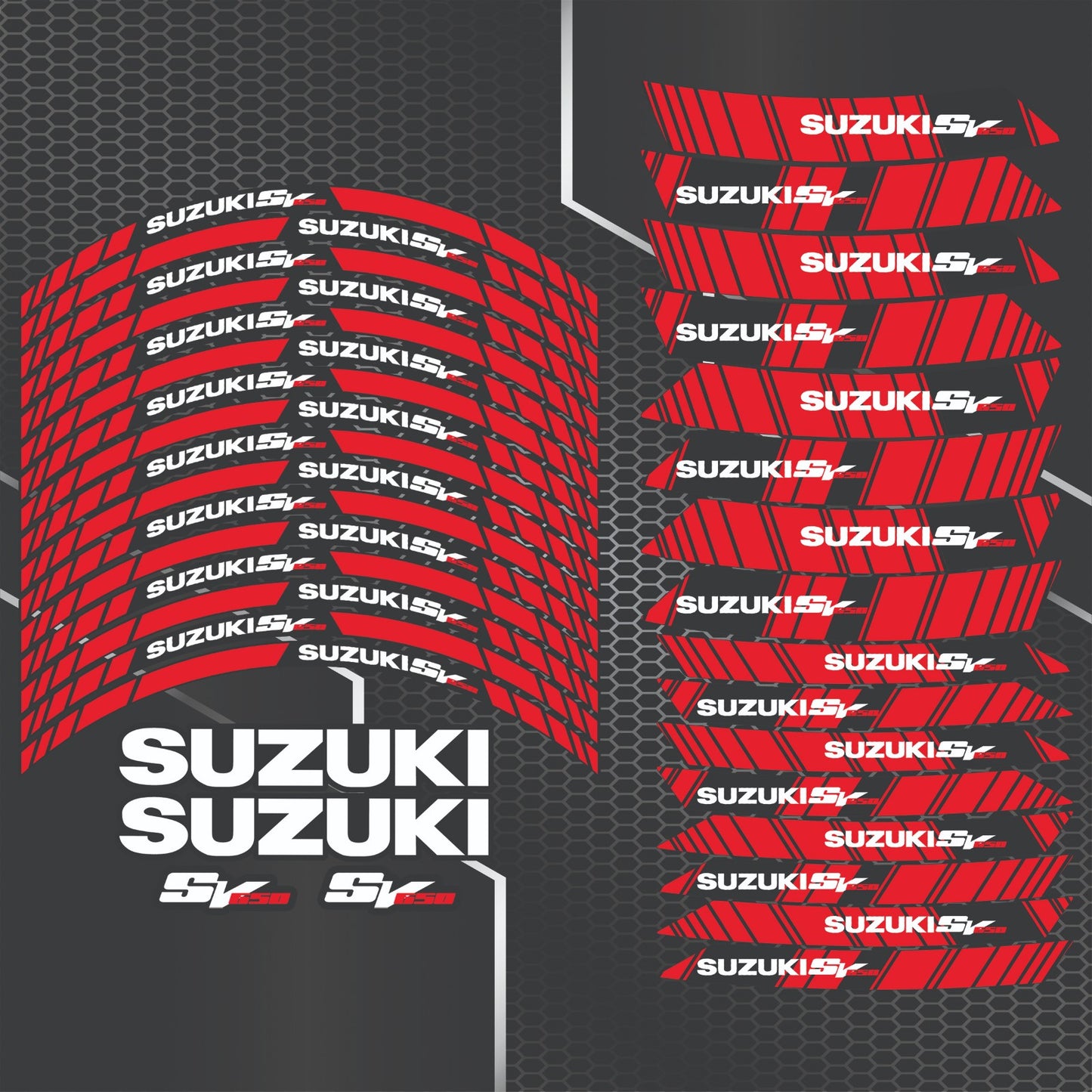 Suzuki SV650 Motorcycle Wheel Decals – Red Rim Inner Stickers