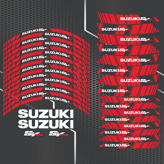 Suzuki SV650 Motorcycle Wheel Decals – Red Rim Inner Stickers