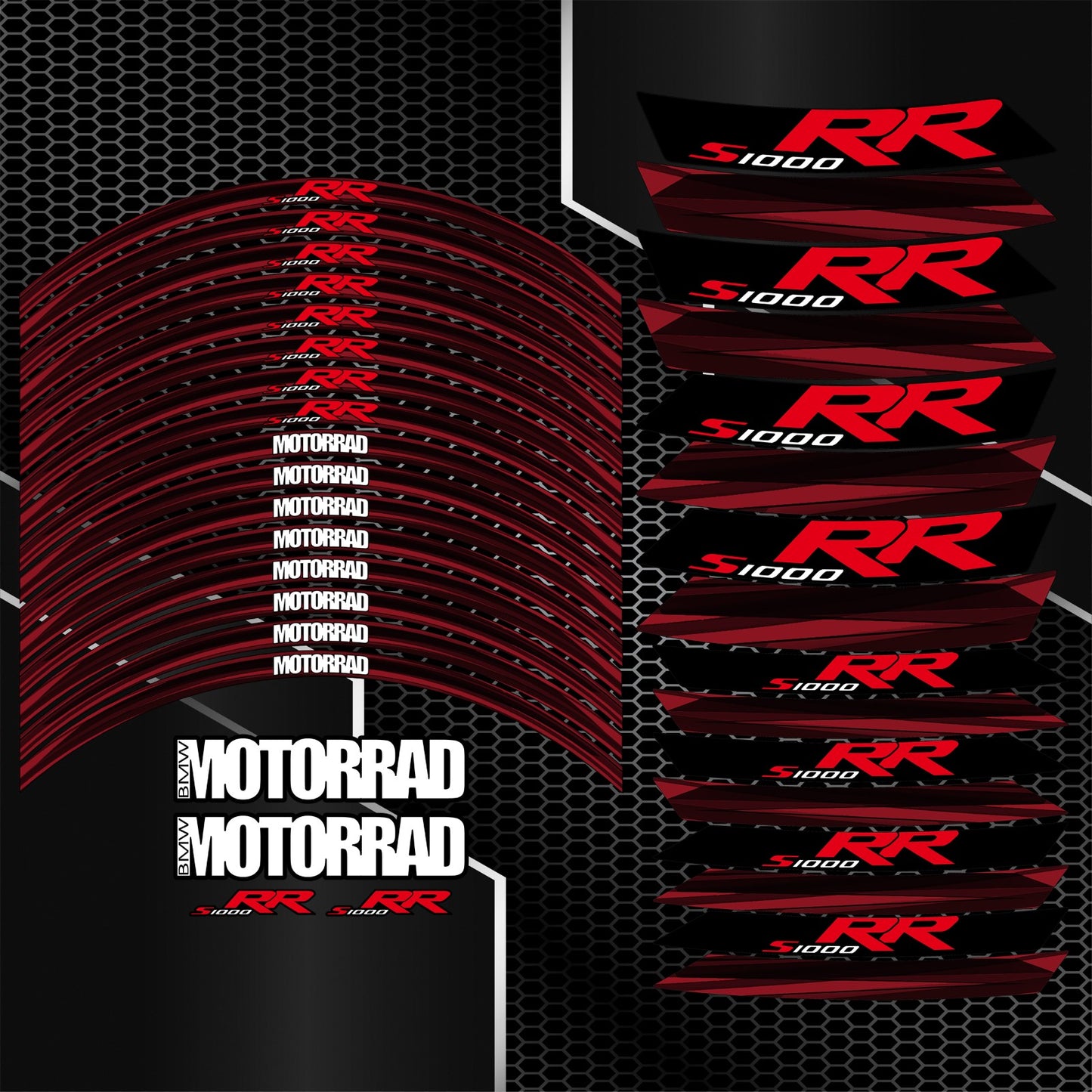 BMW S1000R motorcycle wheel decals rim stickers stripes M Sport Performance