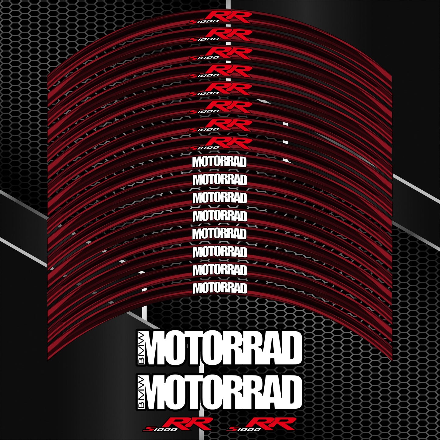 BMW S1000R motorcycle wheel decals rim stickers stripes M Sport Performance