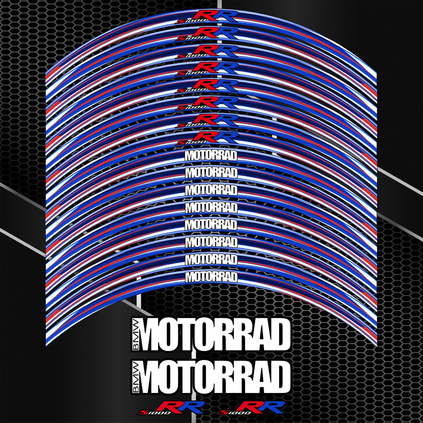 BMW S1000RR motorcycle wheel decals rim stickers stripes M Sport Performance