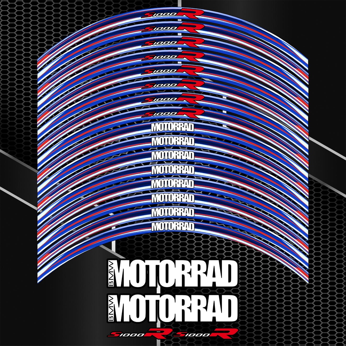 BMW S1000R motorcycle wheel decals rim stickers stripes M Sport Performance