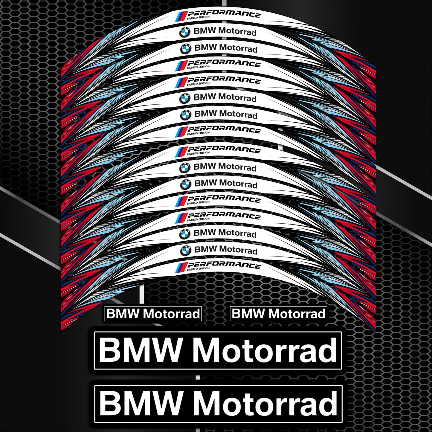 BMW Motorcycle Wheel Decals Rim Stickers R17 Stripes M Sport S R F RR GS XR RS GT