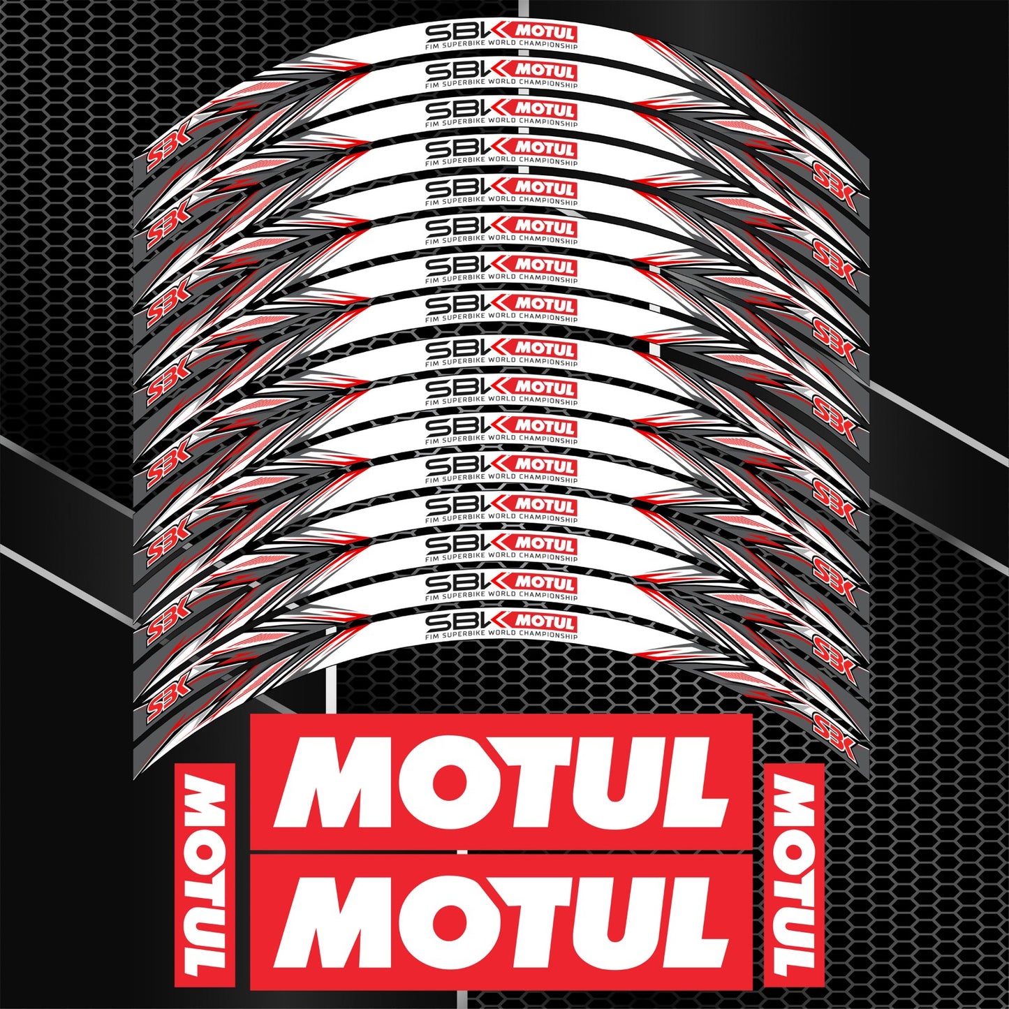 MOTUL SBK Motorcycle Rim Stickers – Wheel Decal Stripes for Honda, Kawasaki, Yamaha, BMW