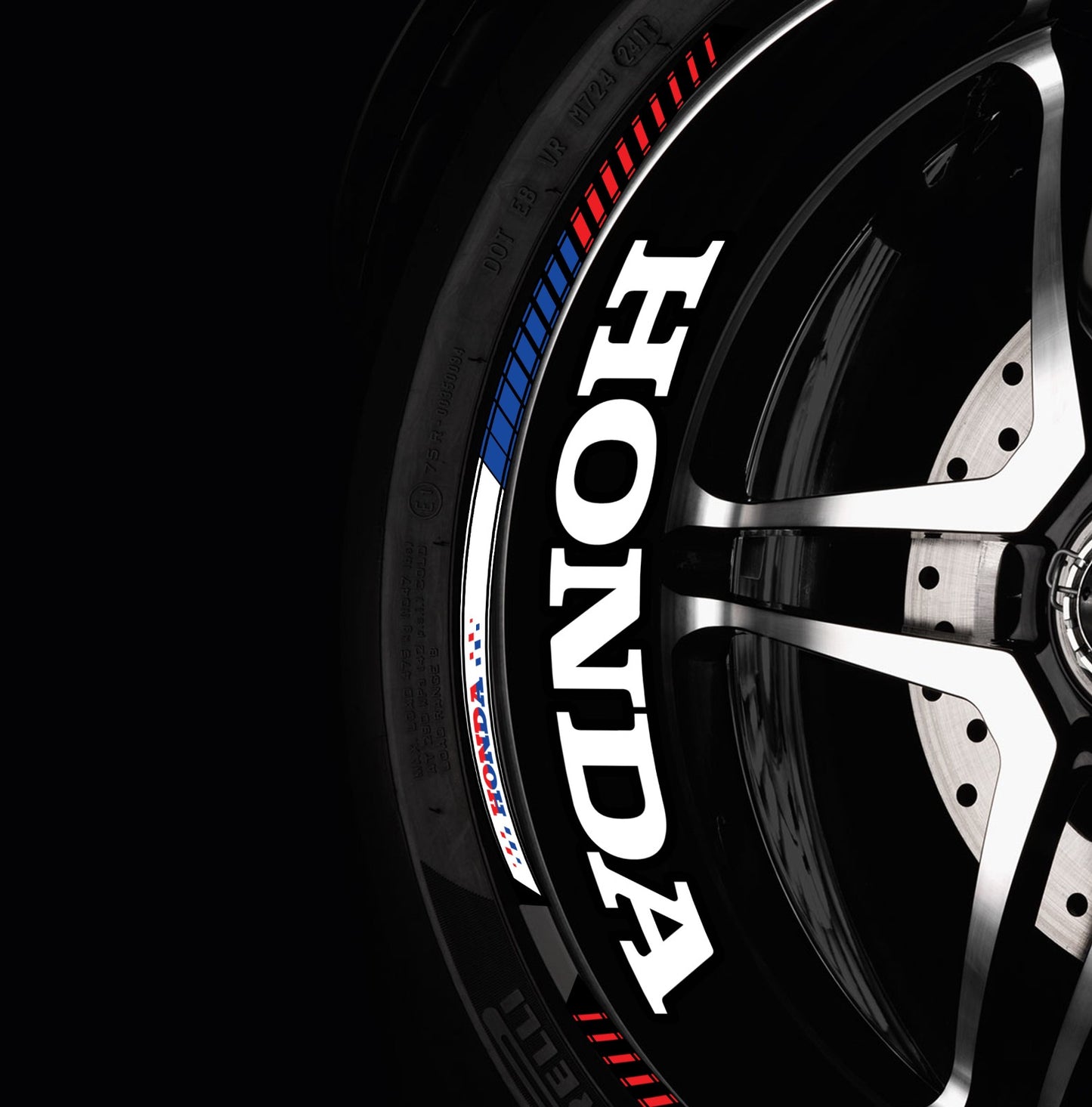 HONDA HRC Fireblade Wheel Decals – Black Rim Stickers