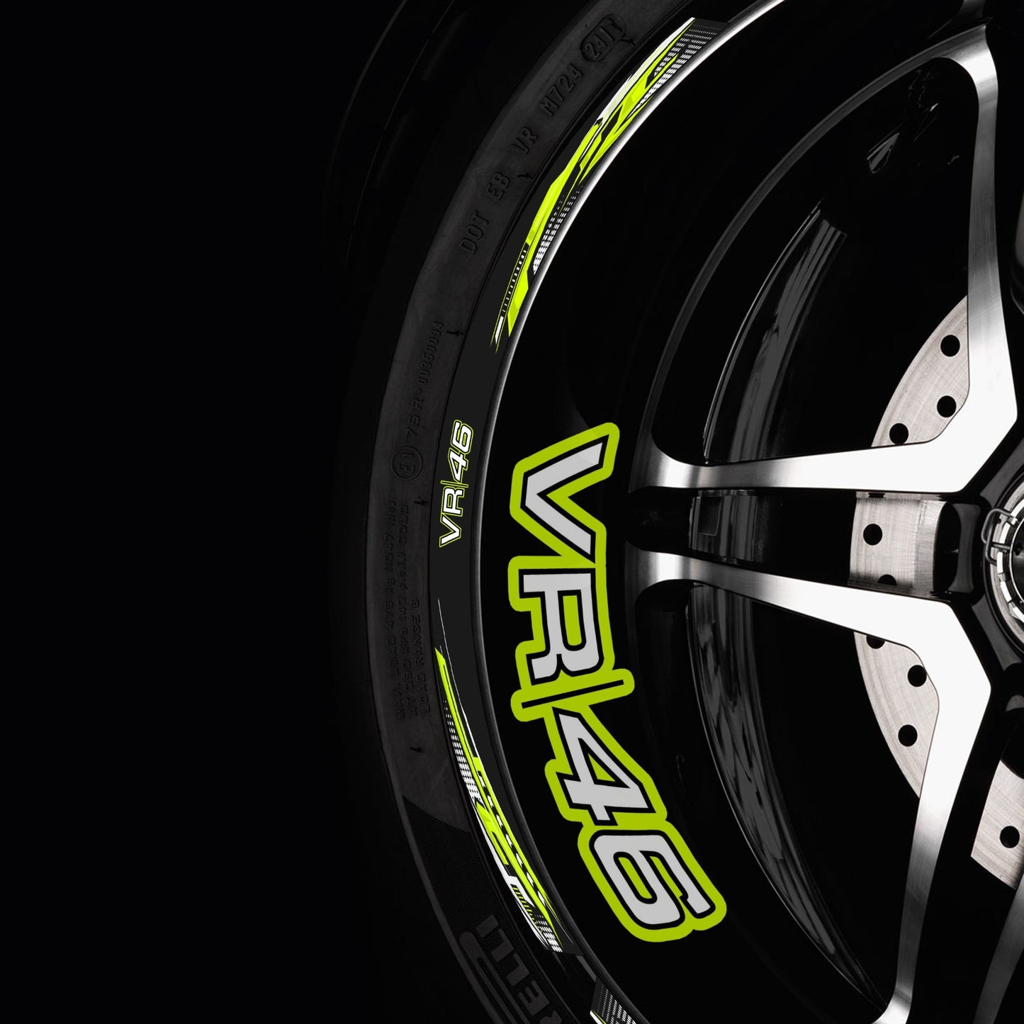 Motorcycle Wheel Stripes Stickers 46 | Valentino Rossi Style for BMW, Yamaha, Kawasaki, Honda