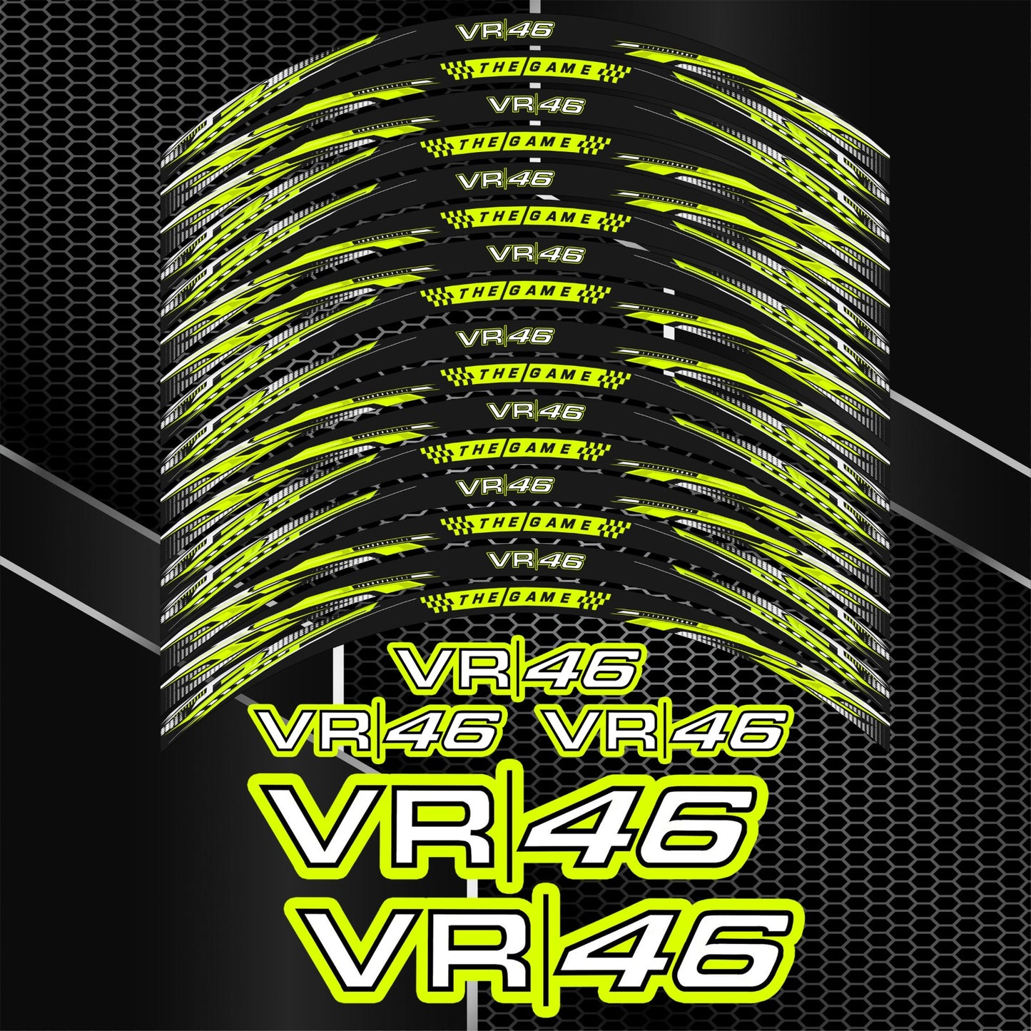 Motorcycle Wheel Stripes Stickers 46 | Valentino Rossi Style for BMW, Yamaha, Kawasaki, Honda