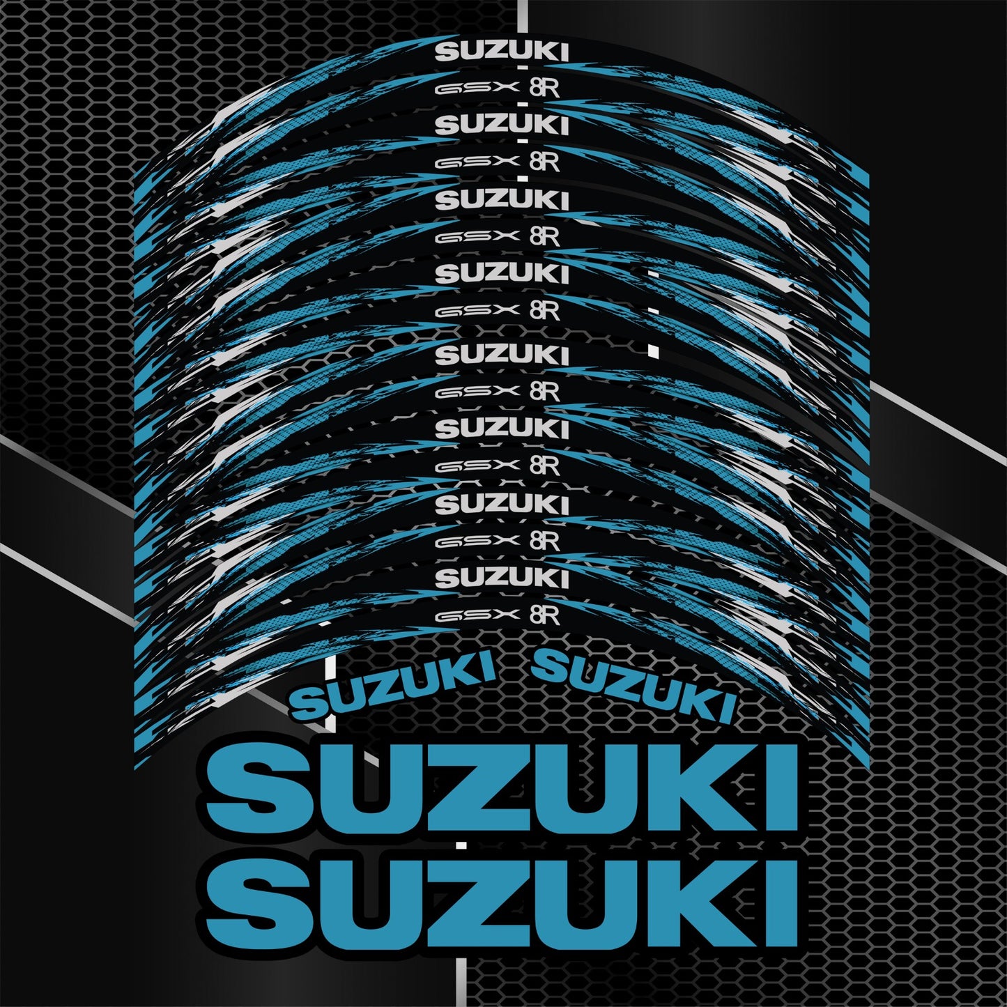 Suzuki GSX-8R Wheel Decals | Motorcycle Rim Stickers Stripes Iconic Blue