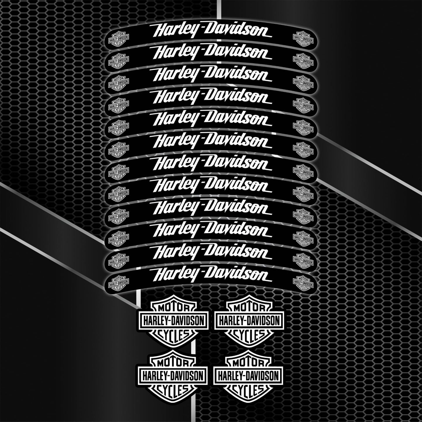 Harley-Davidson V-Rod / Sportster Wheel Decals – Black Rim Stripe