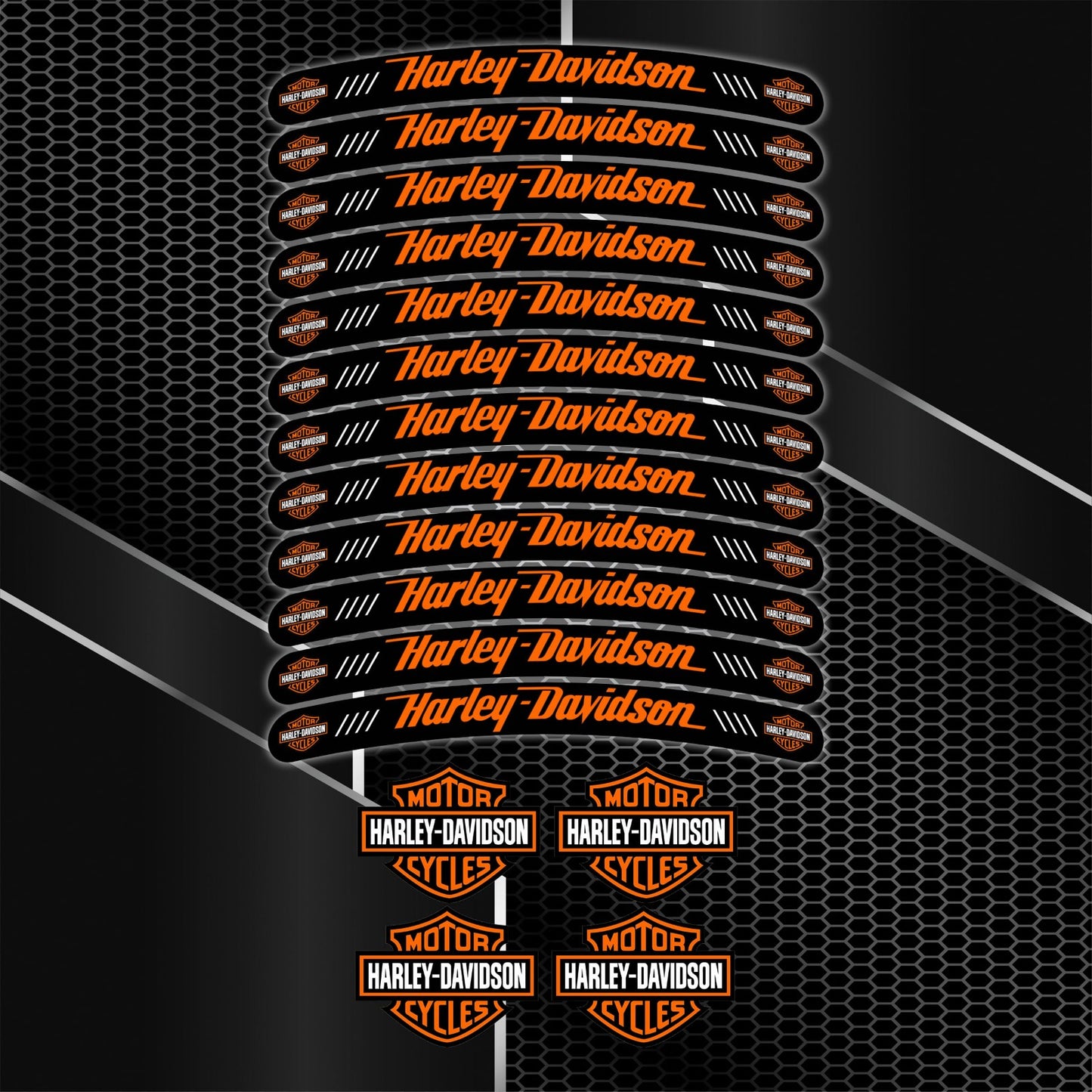 Harley Davidson motorcycle wheel decals rim stickers stripes V Rod Sportster ANY