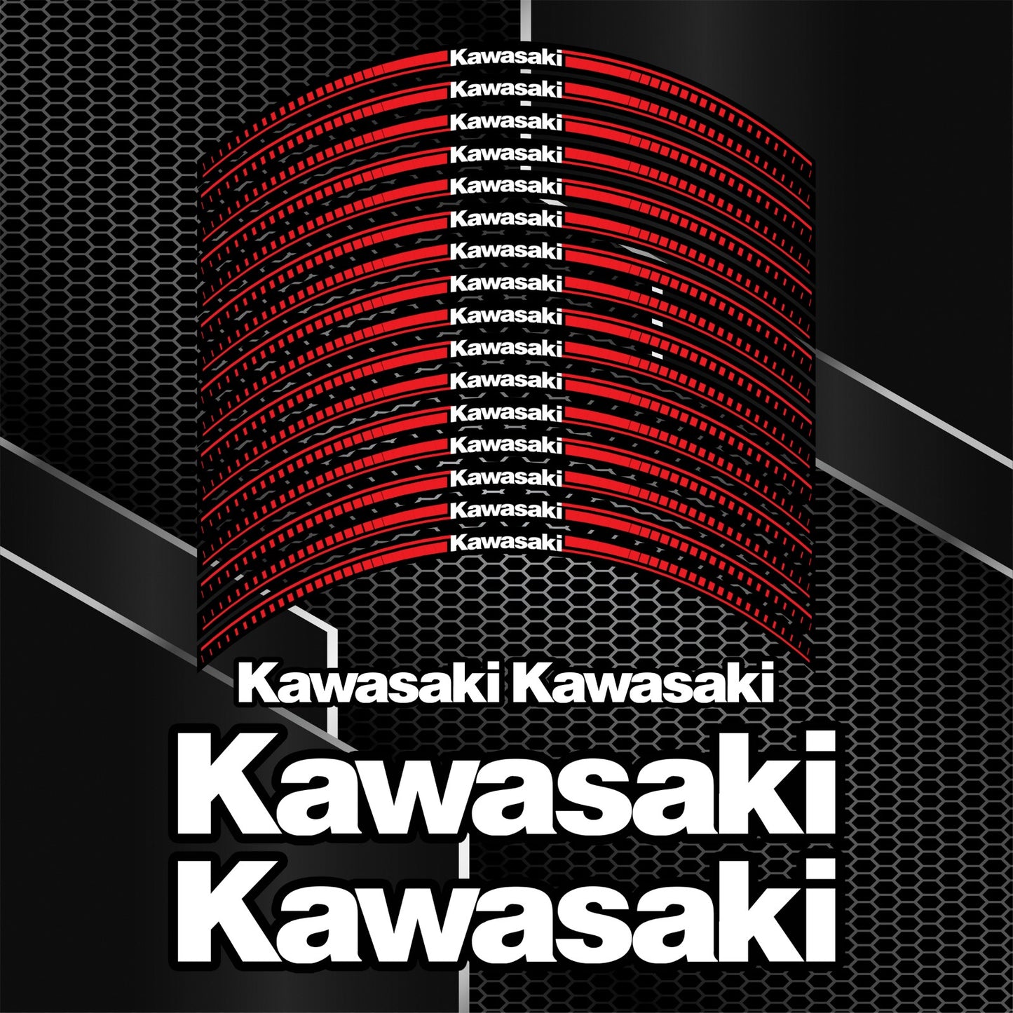 KAWASAKI NINJA Wheel Rim Decals – Motorcycle Stickers for H2, H2R, ZX-6R 636, ZX-10R, 400