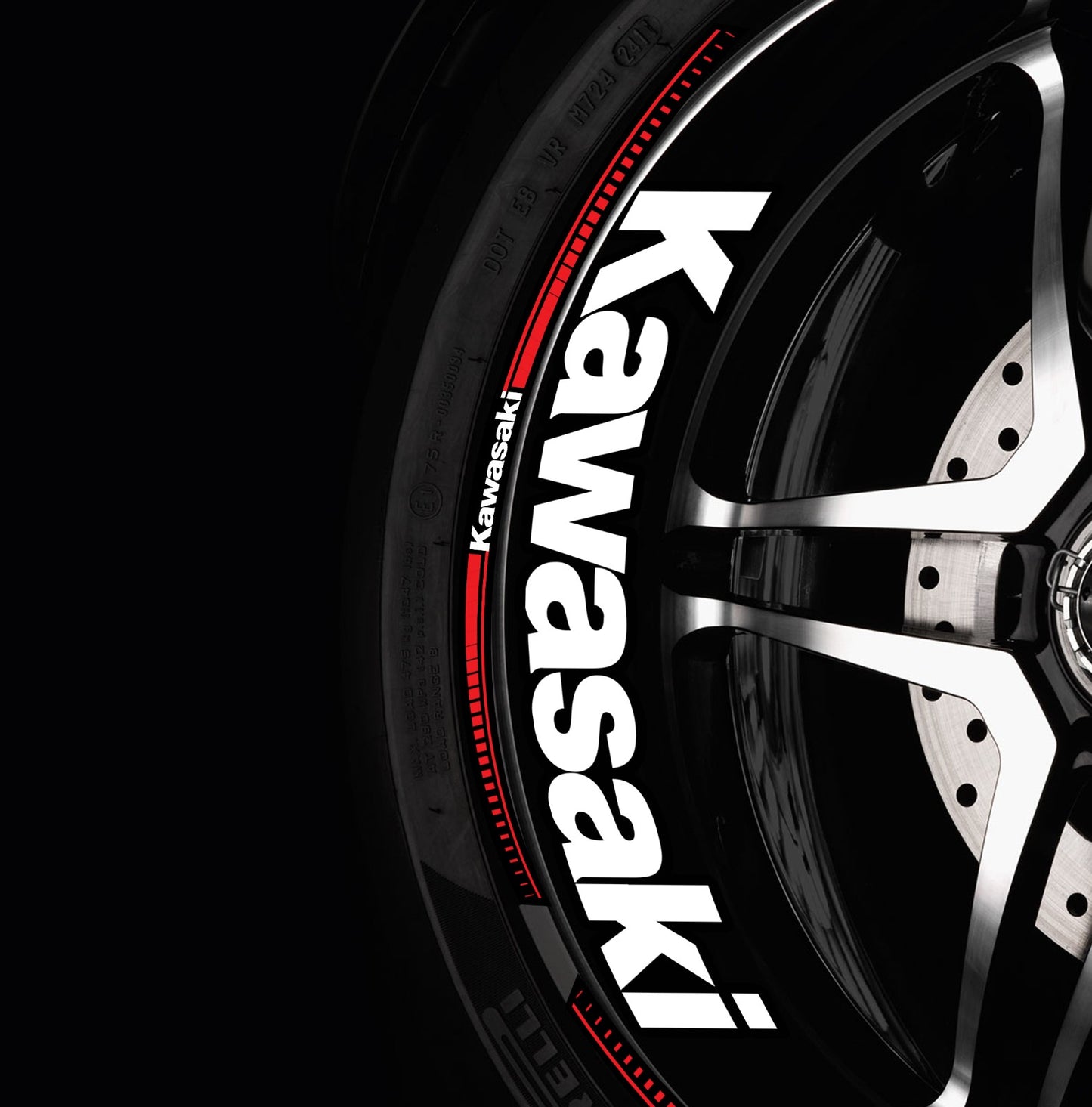 KAWASAKI NINJA Wheel Rim Decals – Motorcycle Stickers for H2, H2R, ZX-6R 636, ZX-10R, 400