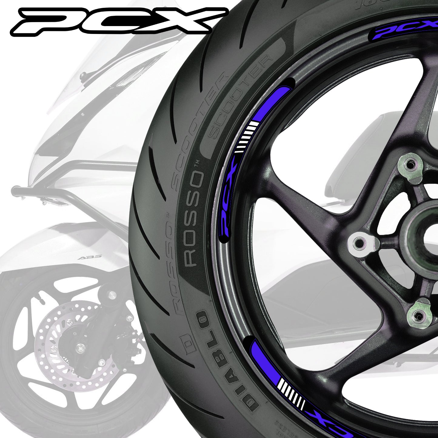 HONDA PCX Wheel Decals – Scooter & Motorcycle Rim Stripes Stickers (49cc 125cc 150cc 160cc)