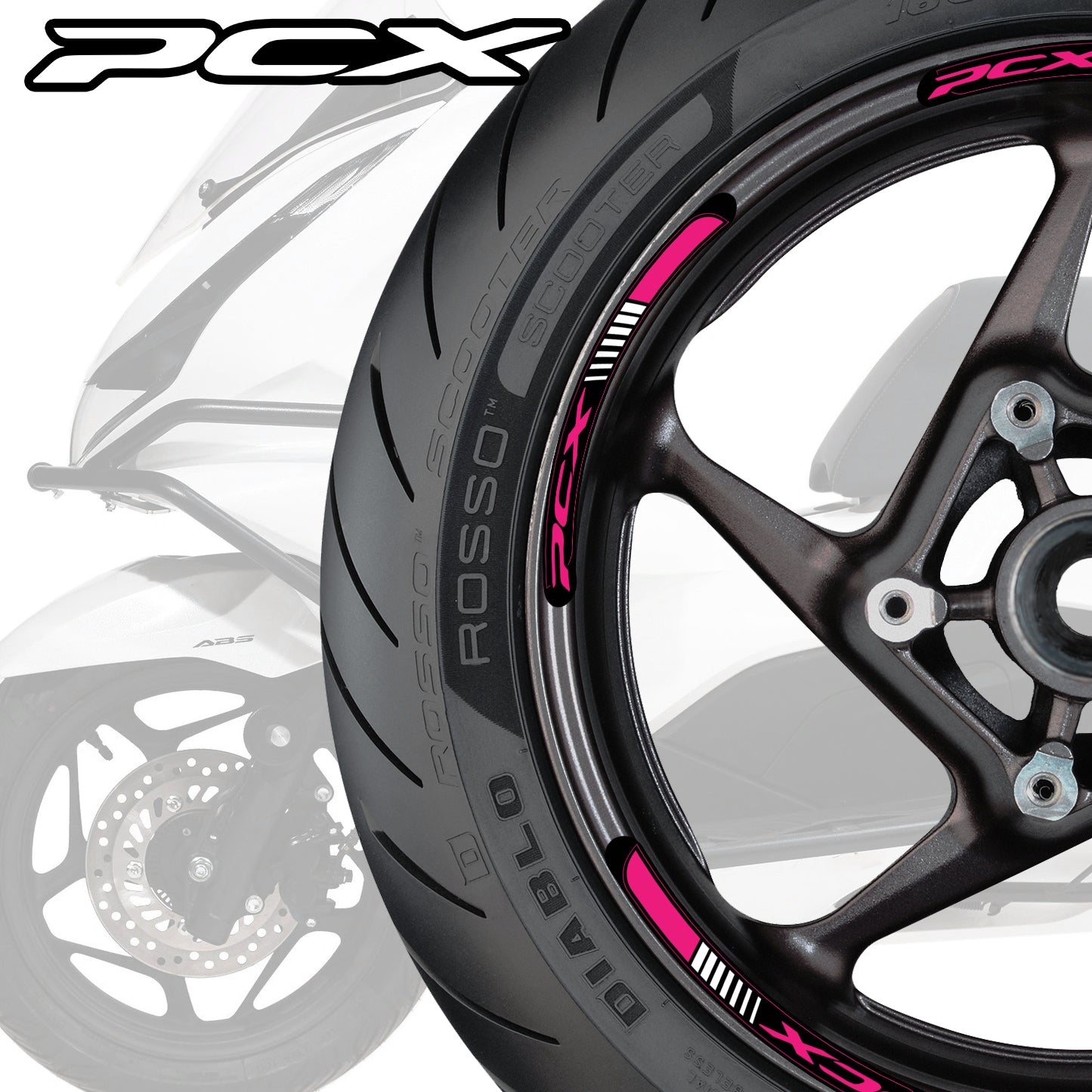 HONDA PCX Wheel Decals – Scooter & Motorcycle Rim Stripes Stickers (49cc 125cc 150cc 160cc)