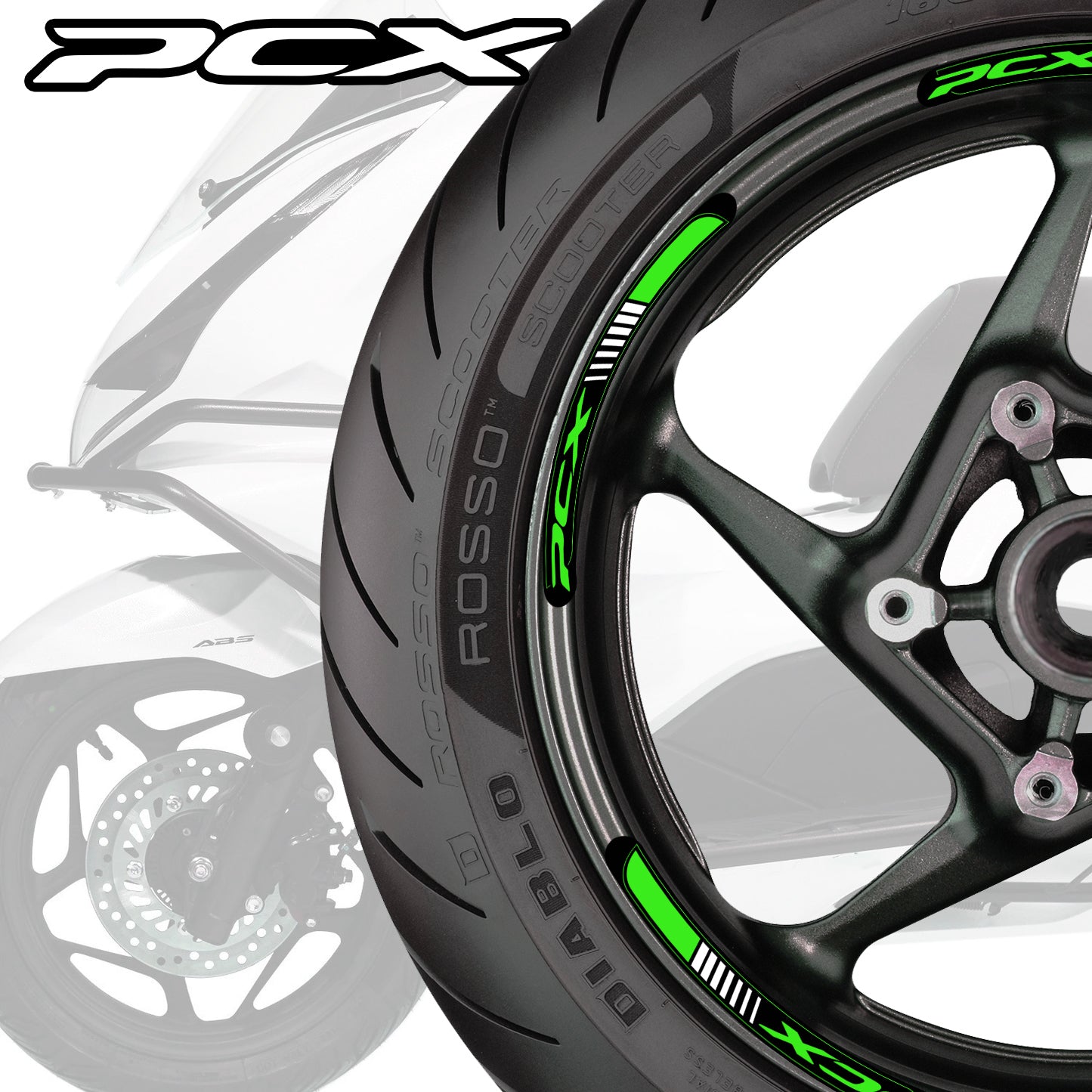 HONDA PCX Wheel Decals – Scooter & Motorcycle Rim Stripes Stickers (49cc 125cc 150cc 160cc)