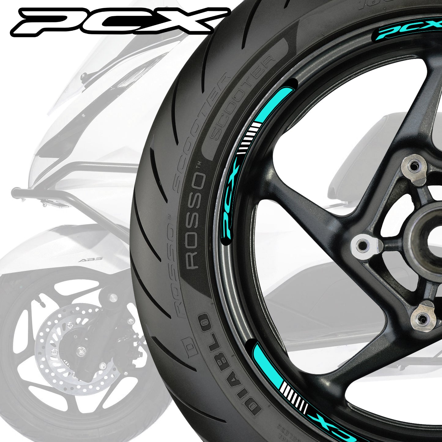 HONDA PCX Wheel Decals – Scooter & Motorcycle Rim Stripes Stickers (49cc 125cc 150cc 160cc)