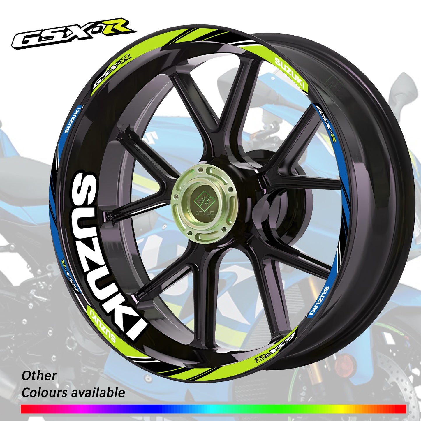Suzuki GSX-R 1000R Wheel Decals | Motorcycle Rim Stickers Stripes Gixxer