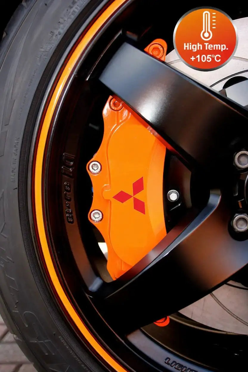 Mitsubishi brake caliper stickers, red, 6 pcs., attached to the calipers