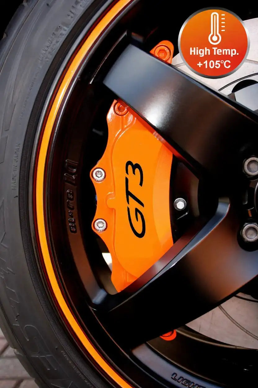 Porsche GT3 brake caliper stickers, red, 6 pcs., attached to the calipers