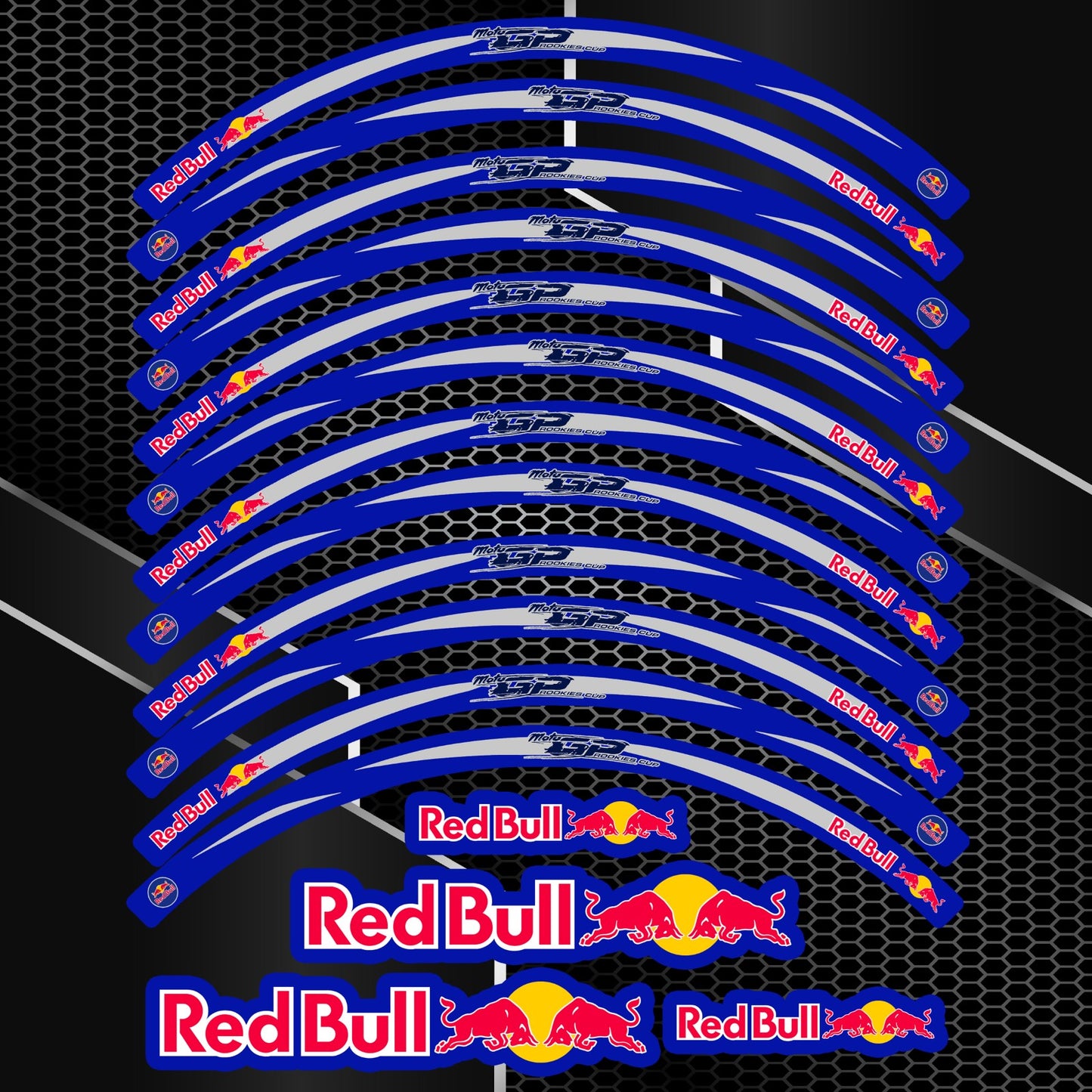 Red Bull Style Motorcycle Rim Stickers – Wheel Decal Stripes Universal Yamaha Kawasaki
