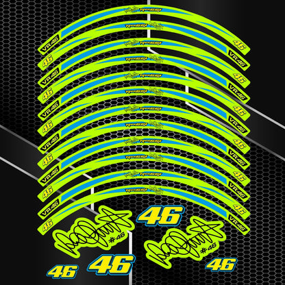Universal Rossi Motorcycle Wheel Decals – Rim Stickers (18pcs)