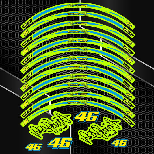 Universal Rossi Motorcycle Wheel Decals – Rim Stickers (18pcs)