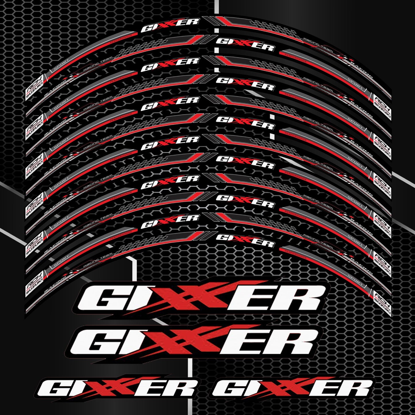 Suzuki GSX-R Wheel Decals | Motorcycle Rim Stickers Stripes for Gixxer 600 750 1000