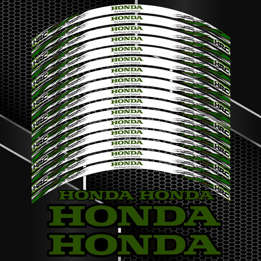 HONDA HRC Fireblade Wheel Decals – Army Black Rim Stickers (20pcs)