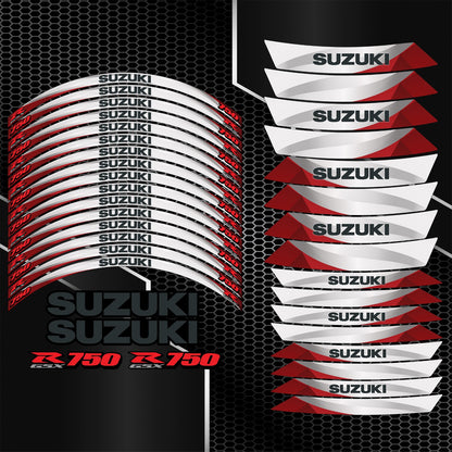 Suzuki GSX-R750 Gixxer Wheel Decals – Red, 36pcs Rim Stickers