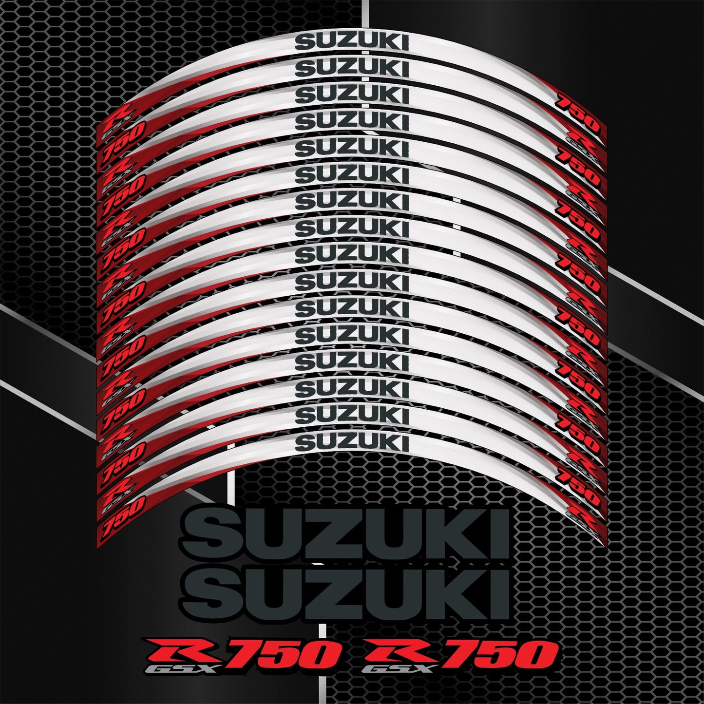 Suzuki GSX-R Wheel Decals | Motorcycle Rim Stickers Stripes for Gixxer