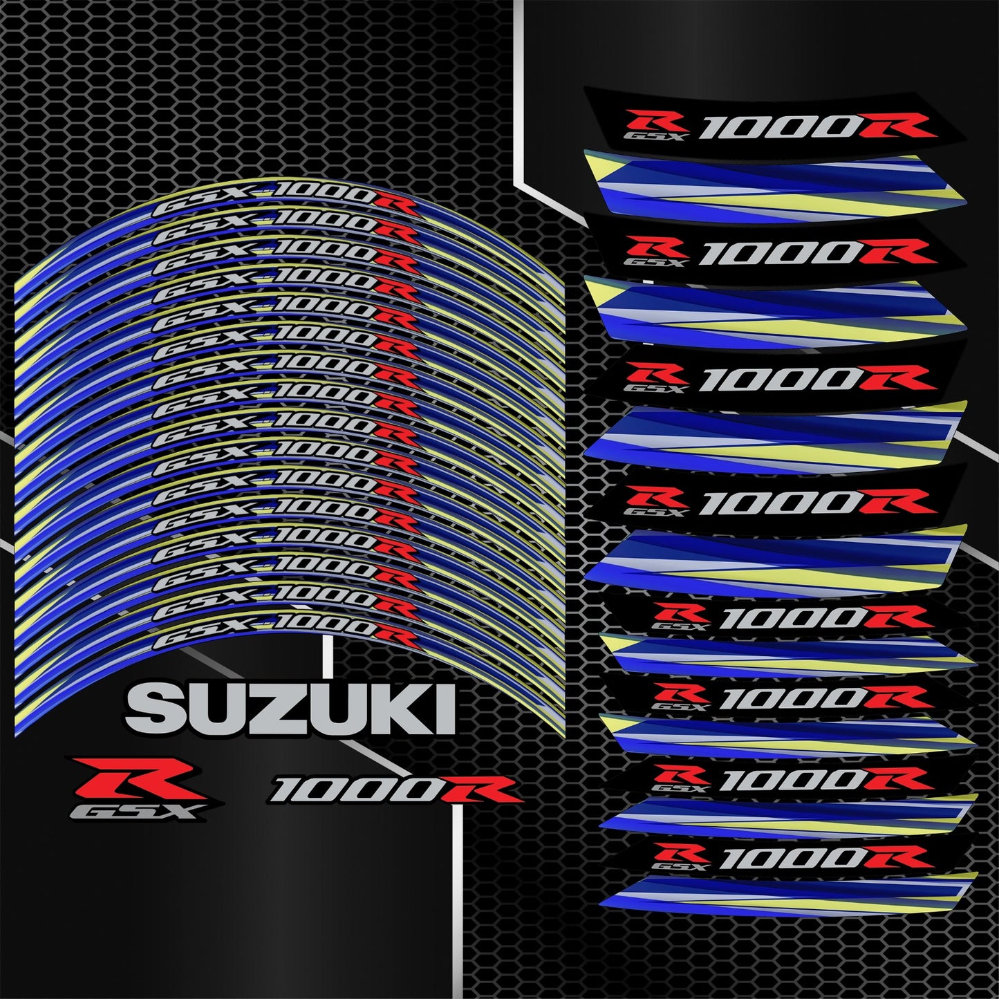 Motorcycle Rim Stickers & Wheel Decals – Suzuki GSXR 1000R Gixxer Stripes