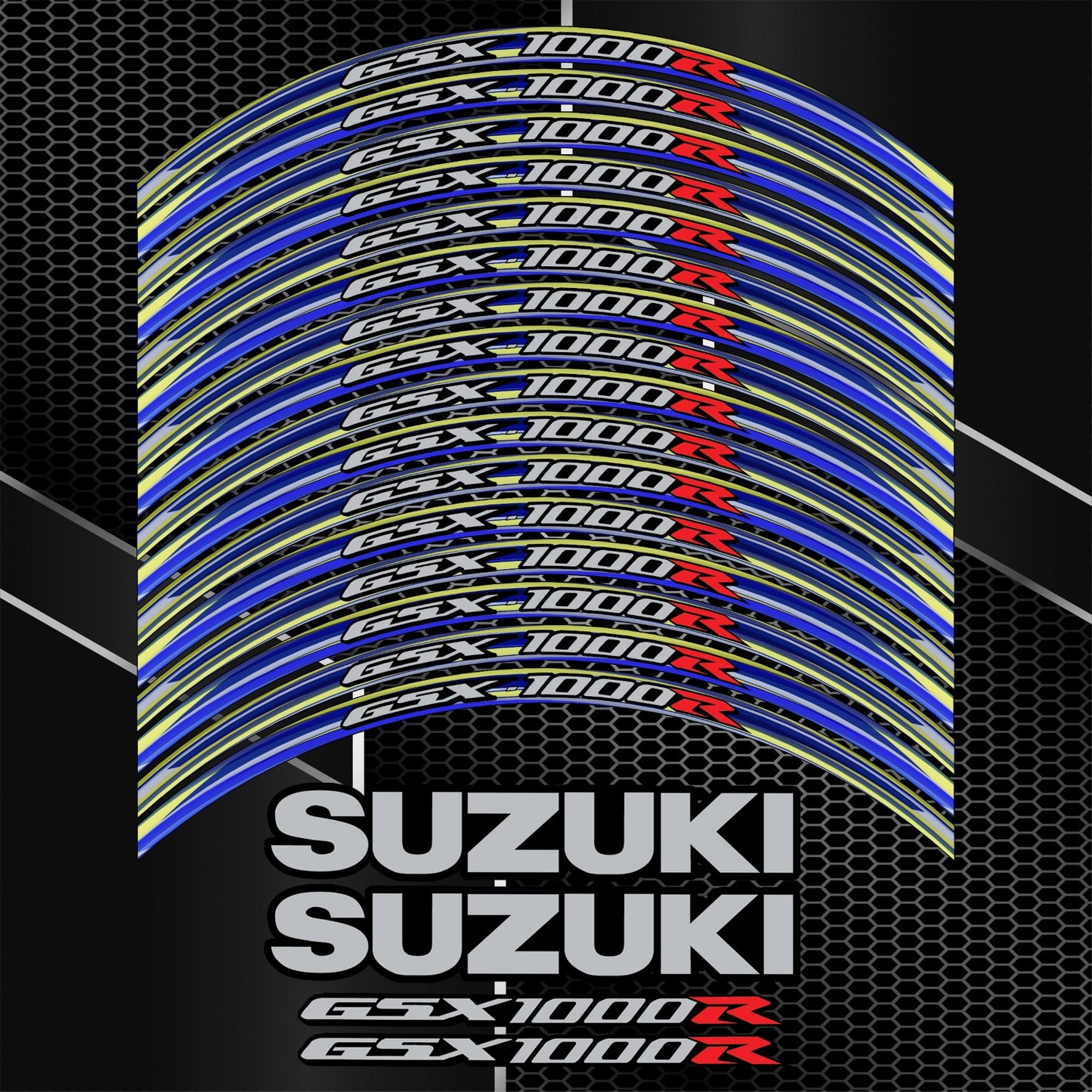 Suzuki GSX-R 1000R Wheel Decals | Motorcycle Rim Stickers Stripes Gixxer