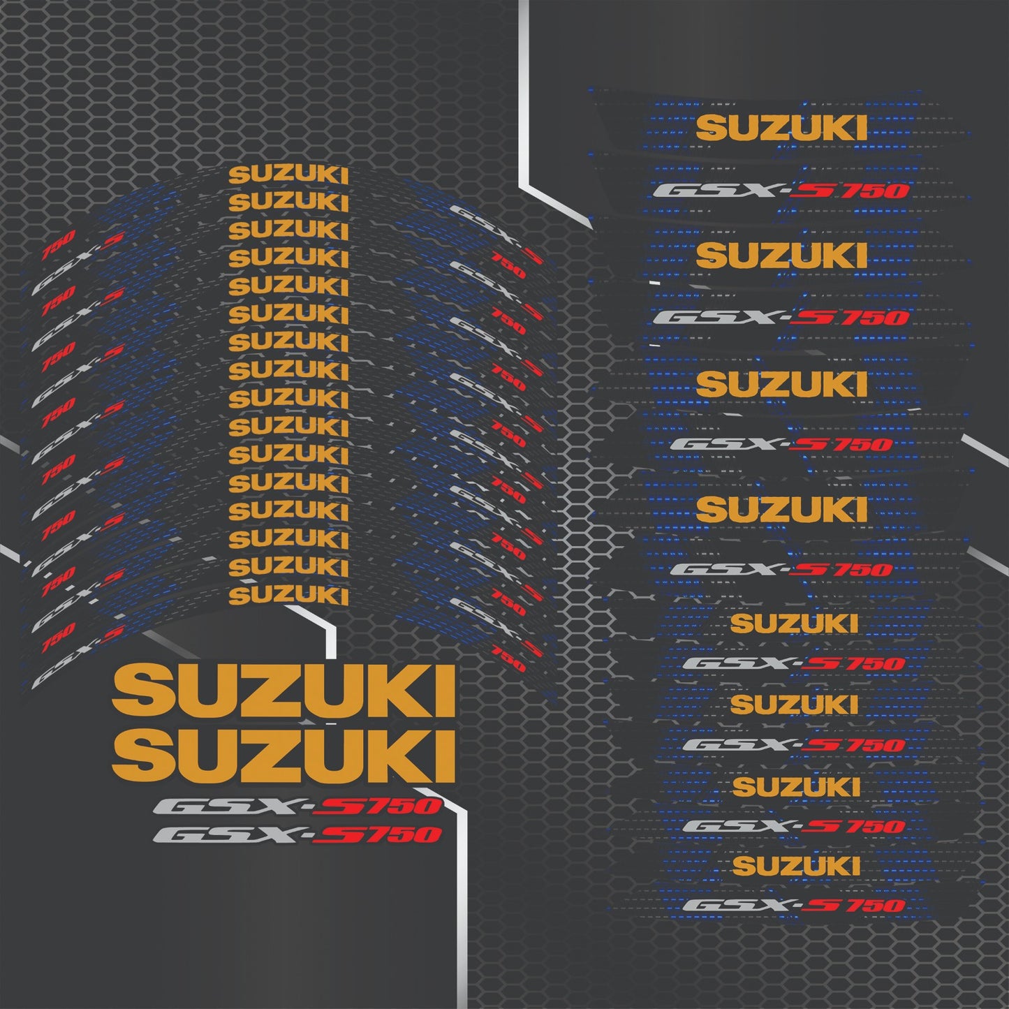 Motorcycle Wheel Decal Stickers – Rim Stripes Set for Suzuki GSX-S750