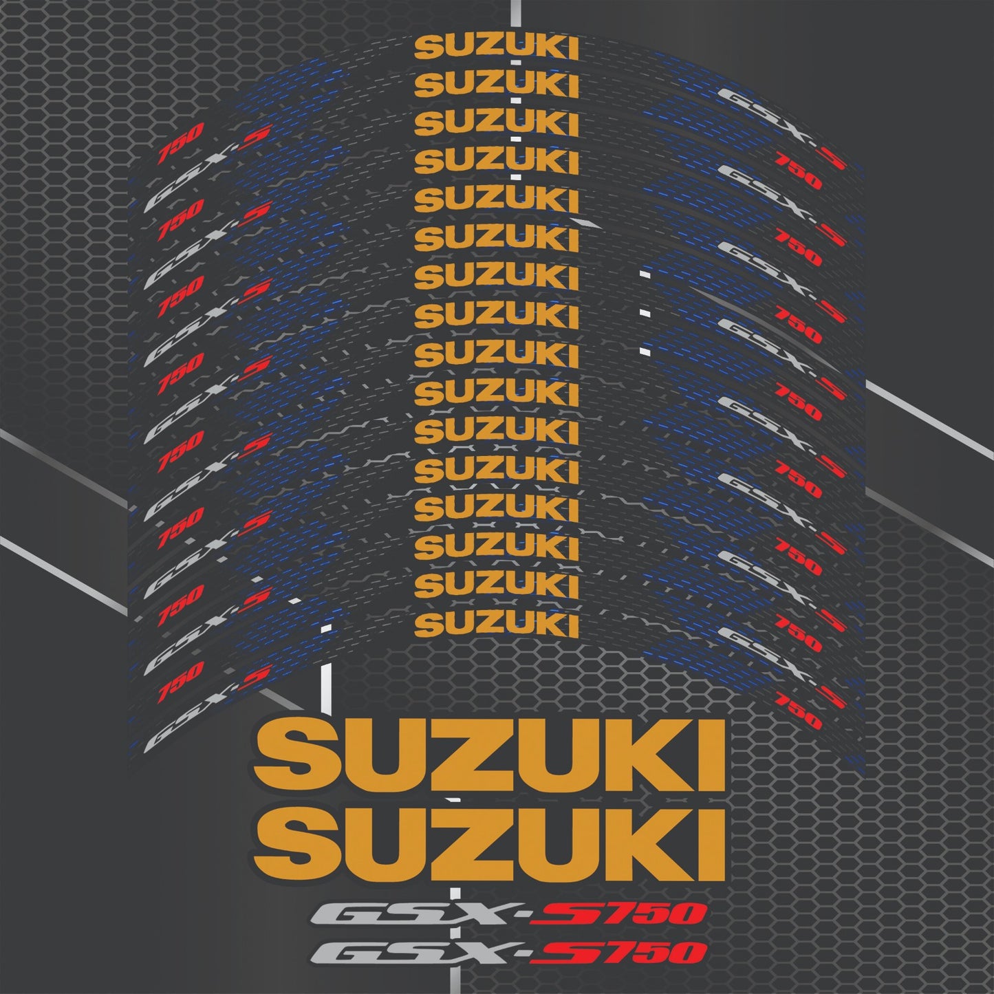Suzuki GSX-S750 Wheel Decals | Motorcycle Rim Stickers Set