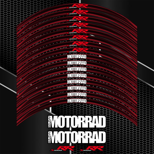 BMW S1000RR Wheel Decals – Black Red Rim Stickers (20pcs)
