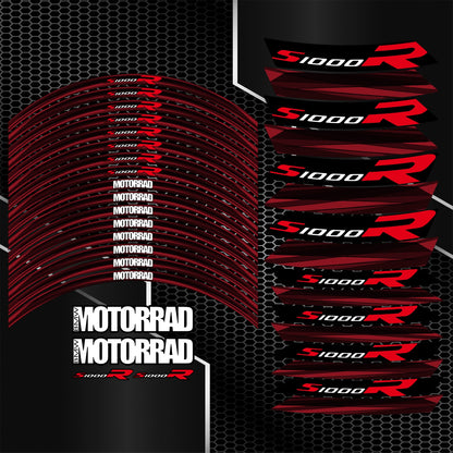 BMW S1000R Wheel Decals – Black & Red Rim Stickers