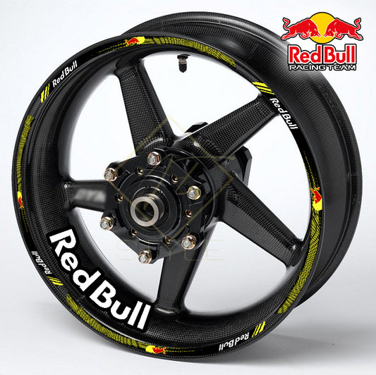Motorcycle Red Bull Wheel Decals | Rim Stripes Stickers Universal for Yamaha, Kawasaki