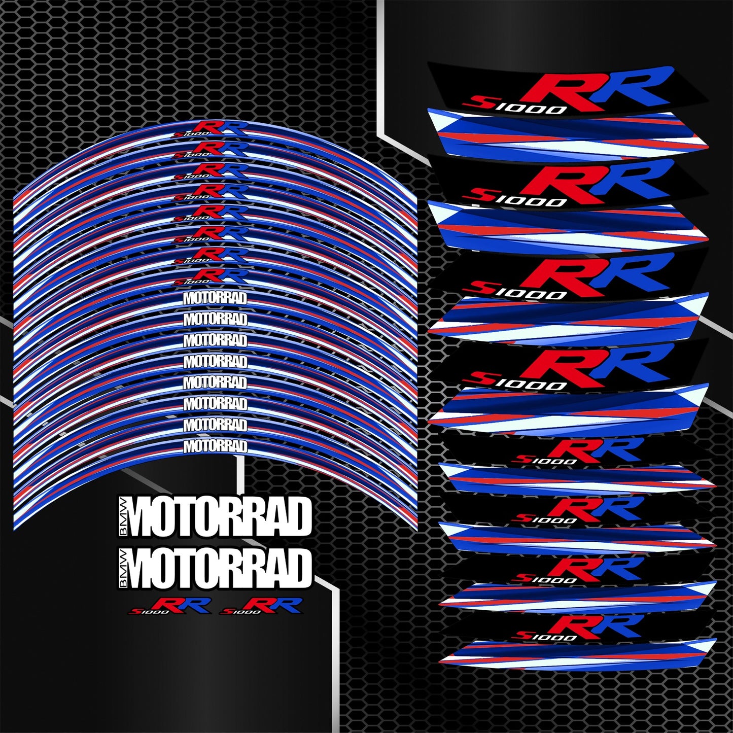 BMW S1000RR motorcycle wheel decals rim stickers stripes M Sport Performance